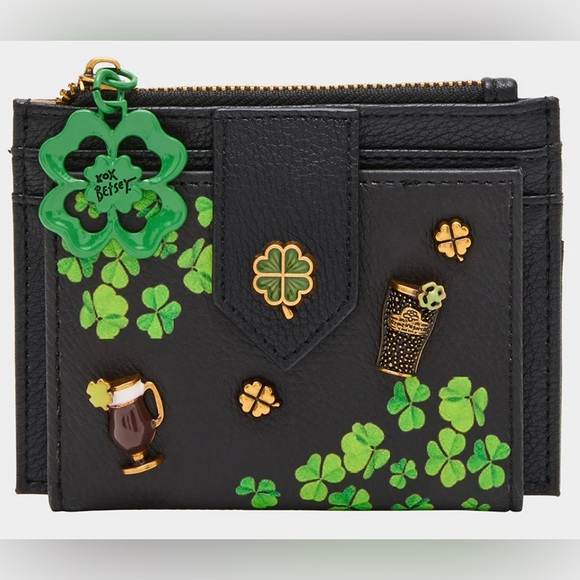 Betsey Johnson Handbags - BETSEY JOHNSON Blarney Irish St Patricks Day Black Vegan Leather Wallet